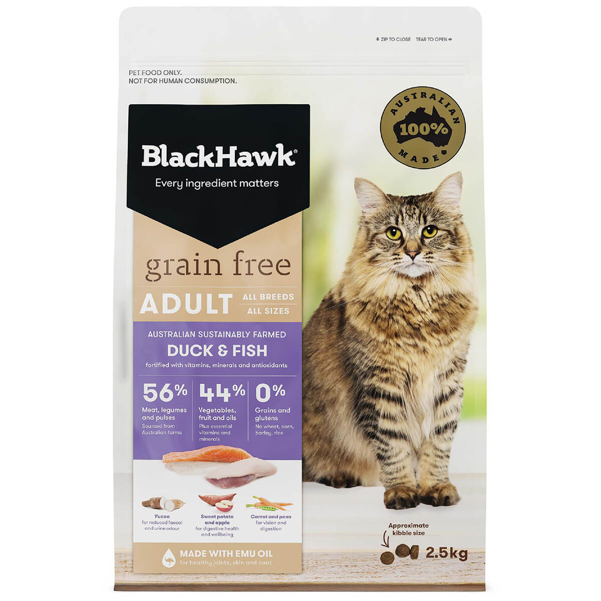 Black Hawk Grain Free Adult Duck & Fish Dry Cat Food 2.5Kg