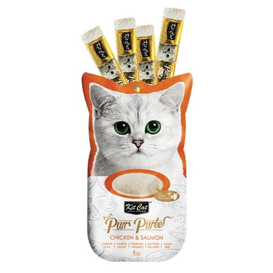 Purr Puree Chicken & Salmon Cat Treats Sachets 4X15G