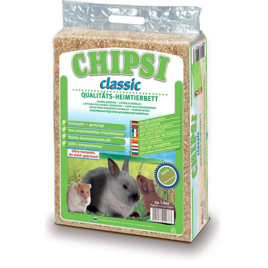 Chipsi Litter Classic Wood Shavings Small Animal Bedding Beige 60L (3.4Kg)