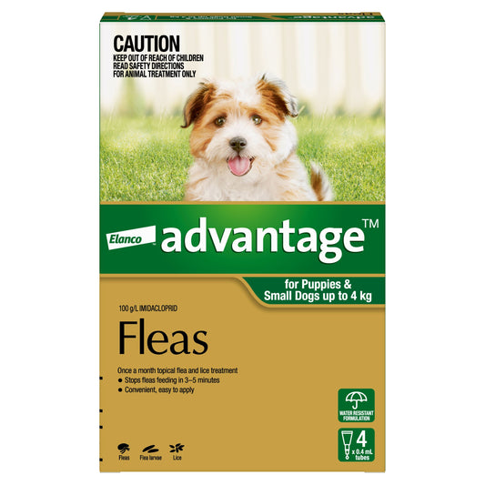 Advantage Flea Treatment <4Kg Dog 4 Pack