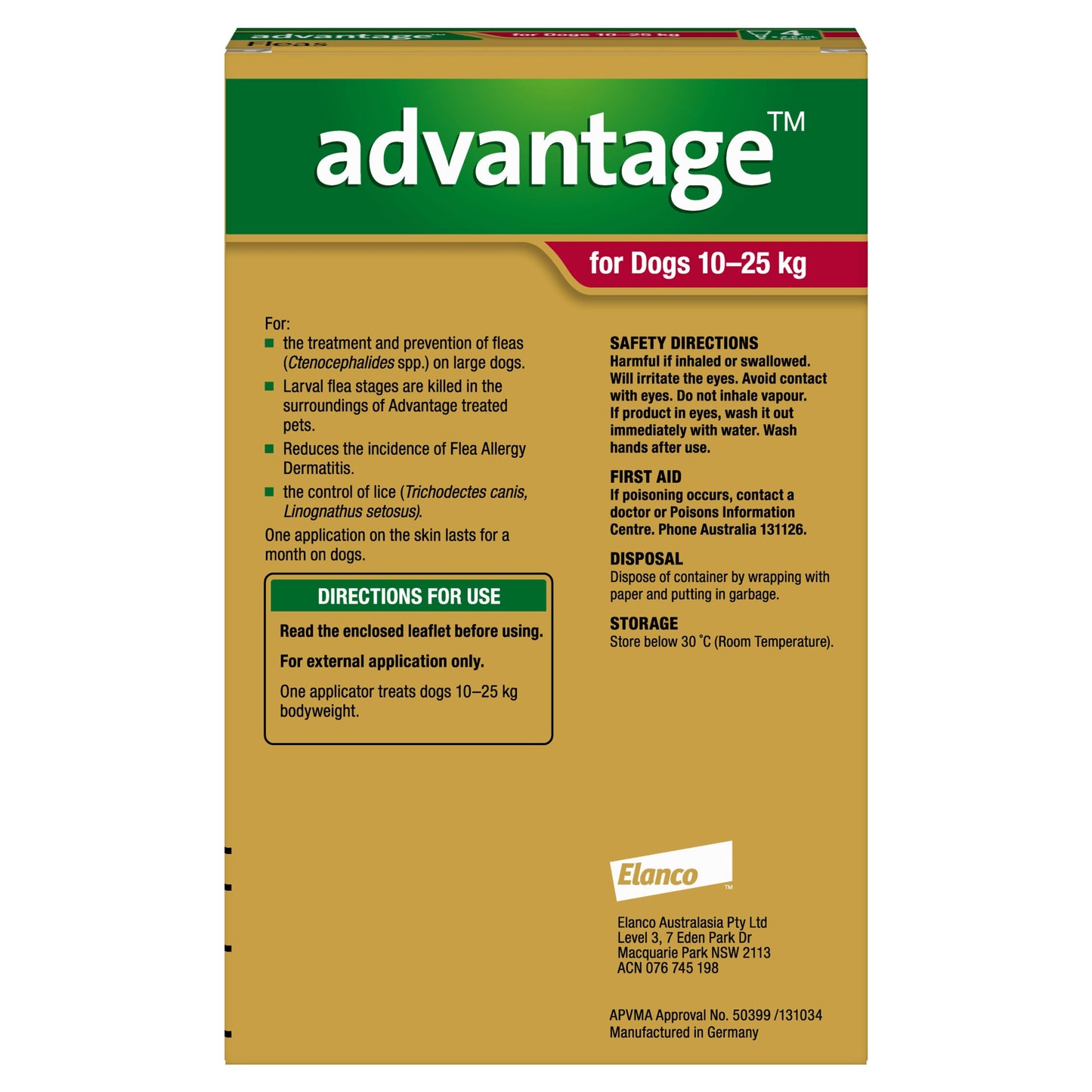 Advantage Flea Treatment 10-25Kg Dog 6 Pack