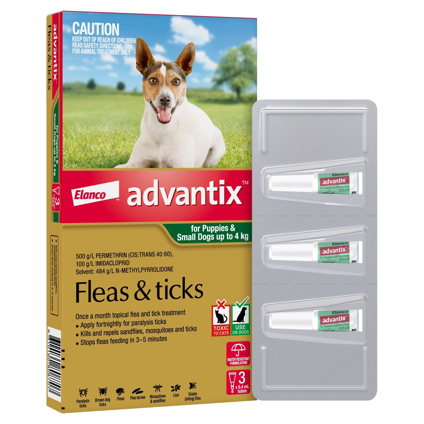 Advantix Flea & Tick Treatment <4Kg Dog 6 Pack