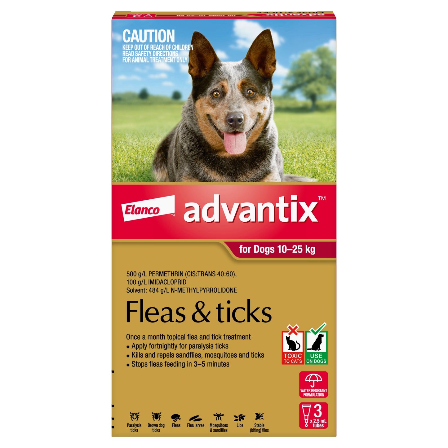 Advantix Red Flea Treatment 10-25Kg Dog 6 Pack