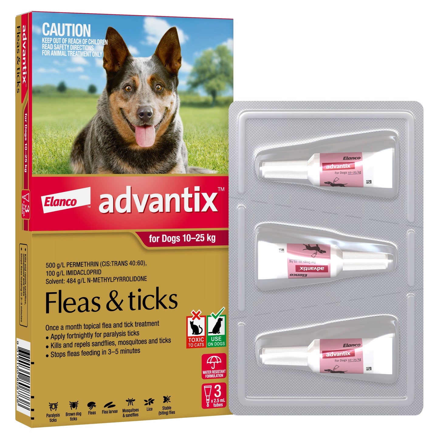 Advantix Red Flea Treatment 10-25Kg Dog 6 Pack