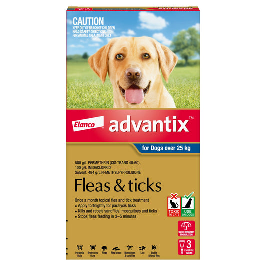 Advantix Flea & Tick Treatment 25Kg+ Dog 6 Pack