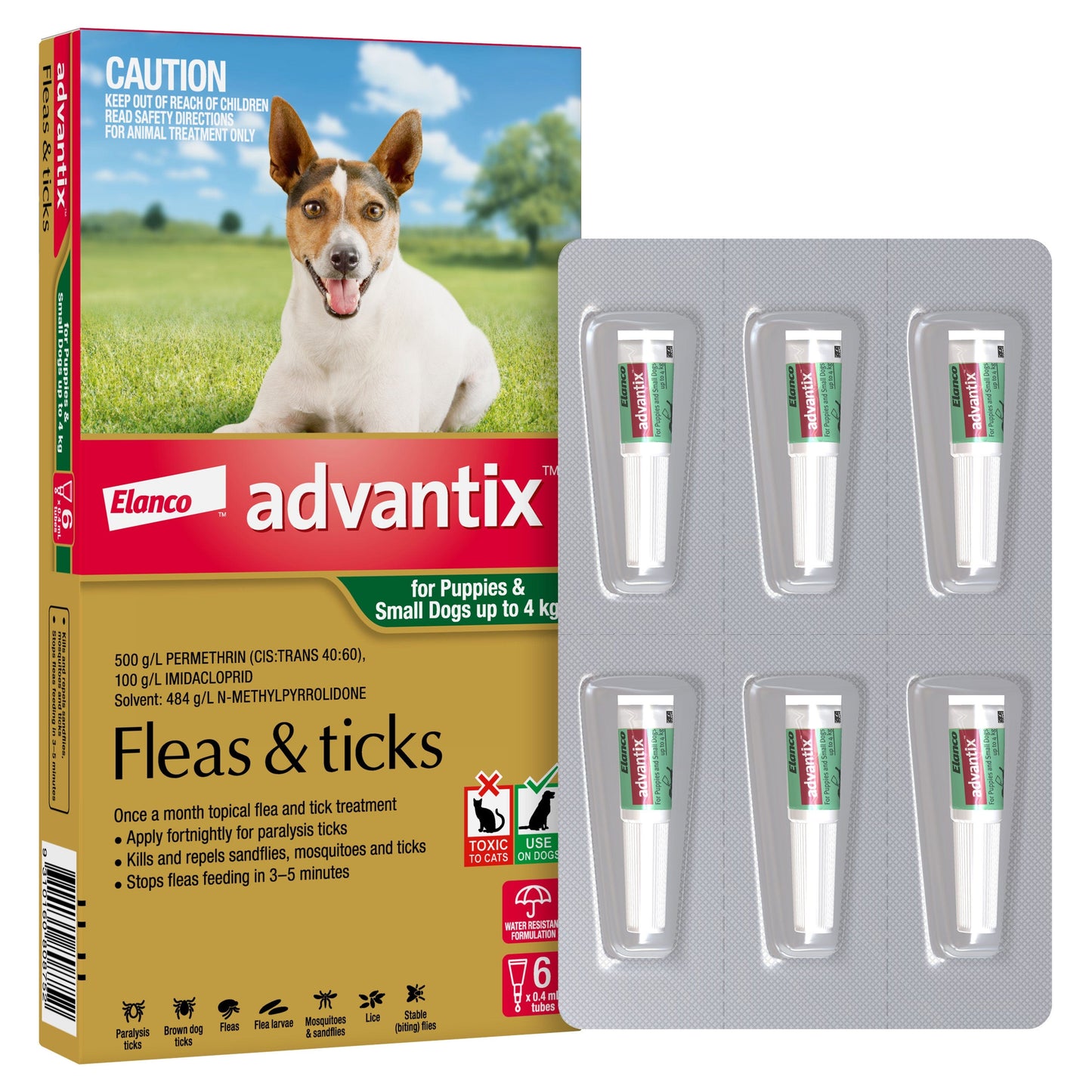 Advantix Flea & Tick Treatment <4Kg Dog 6 Pack