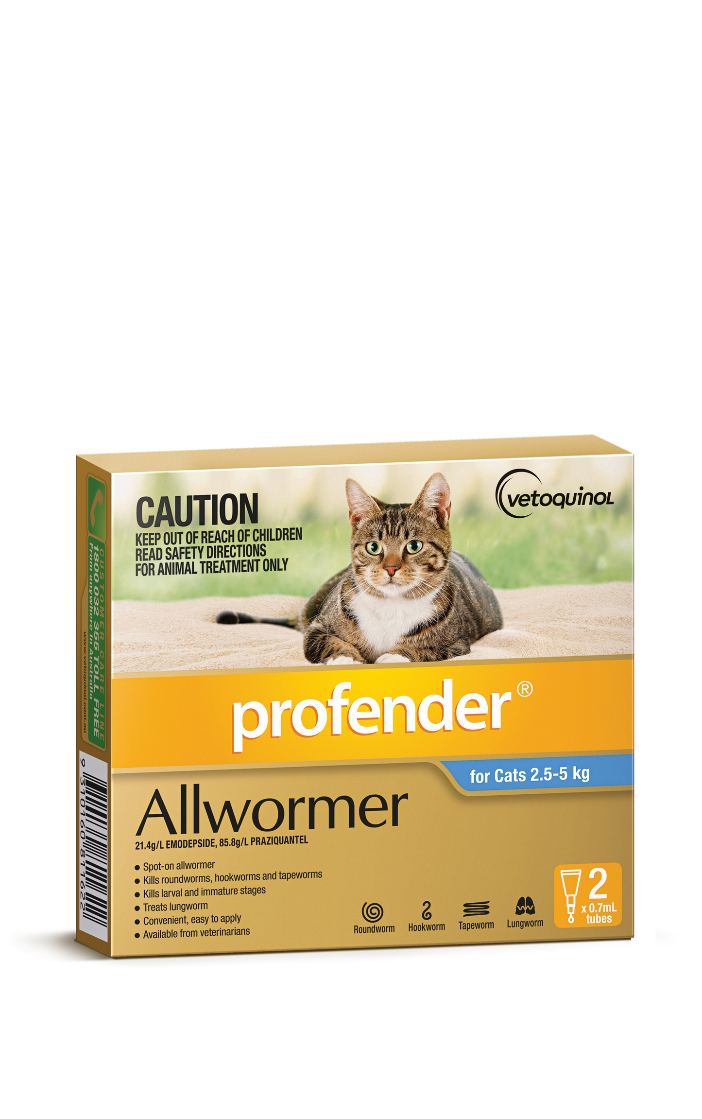 Profender Topical Allwormer 2.5-5Kg Cat