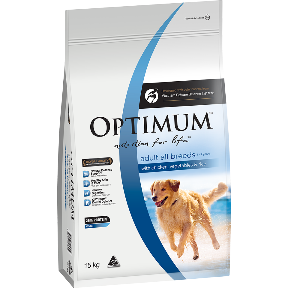 Optimum Adult Chicken, Vegetables & Rice Dry Dog Food 15Kg