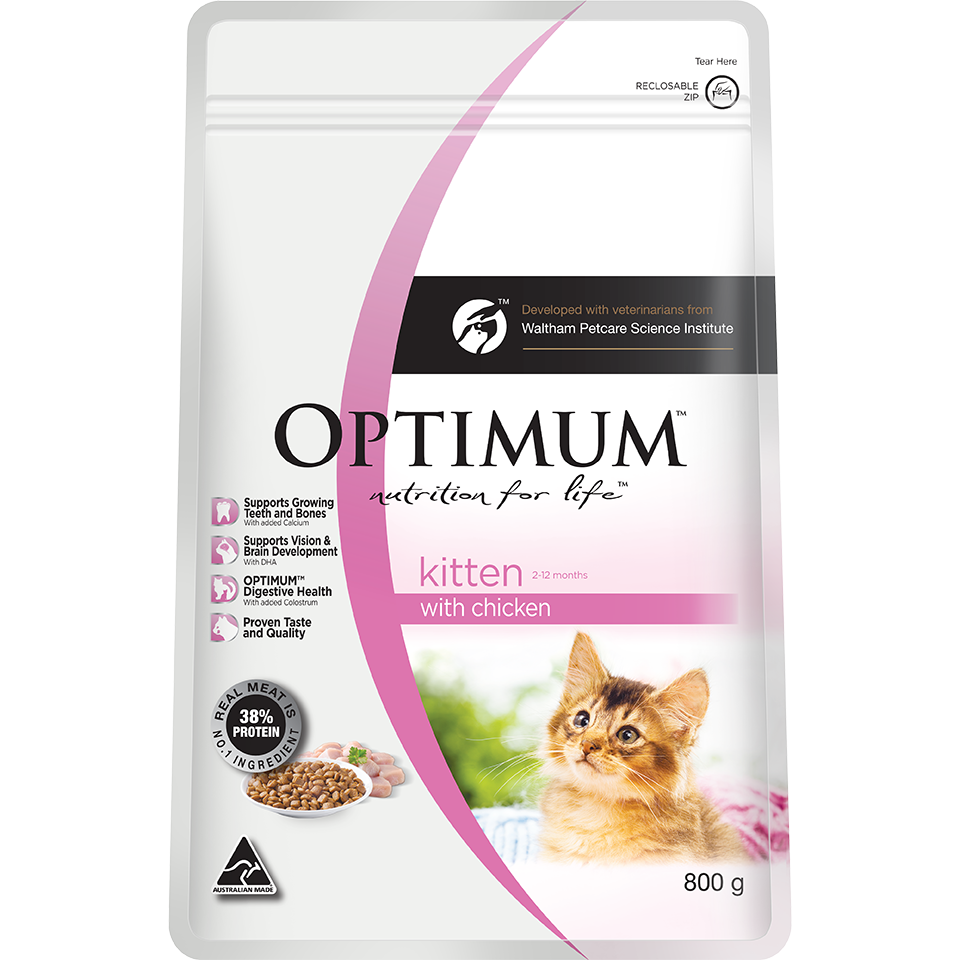 Optimum Kitten Chicken Dry Cat Food 800G