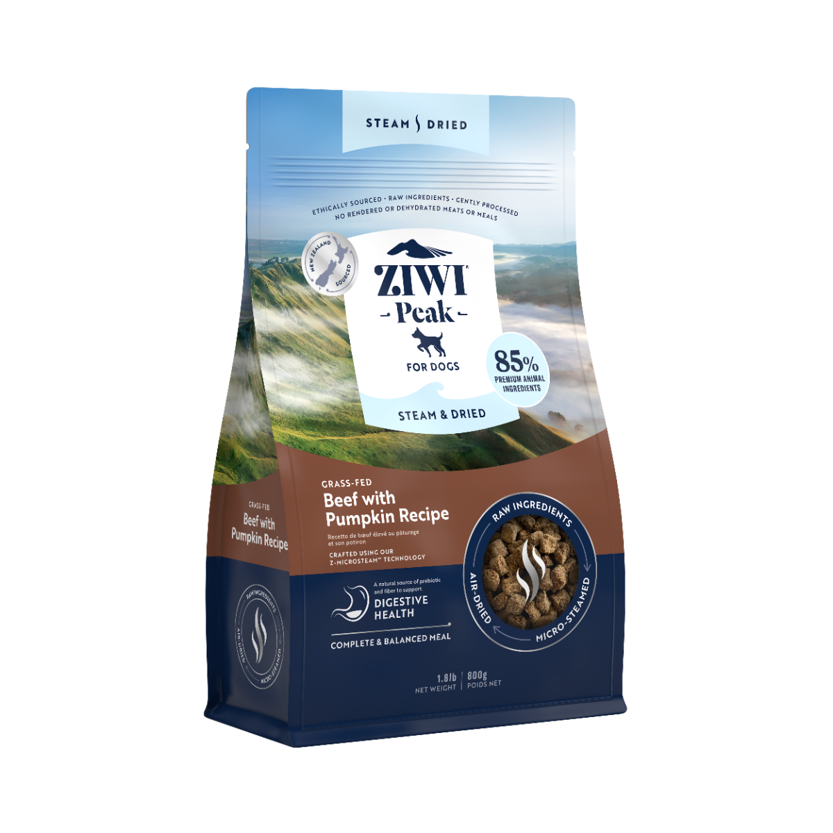 ZiwiPeak Steam & Dried Dog Grass-fed Beef with Pumpkin 800g