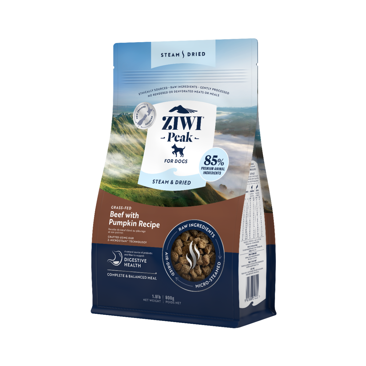 ZiwiPeak Steam & Dried Dog Grass-fed Beef with Pumpkin 800g