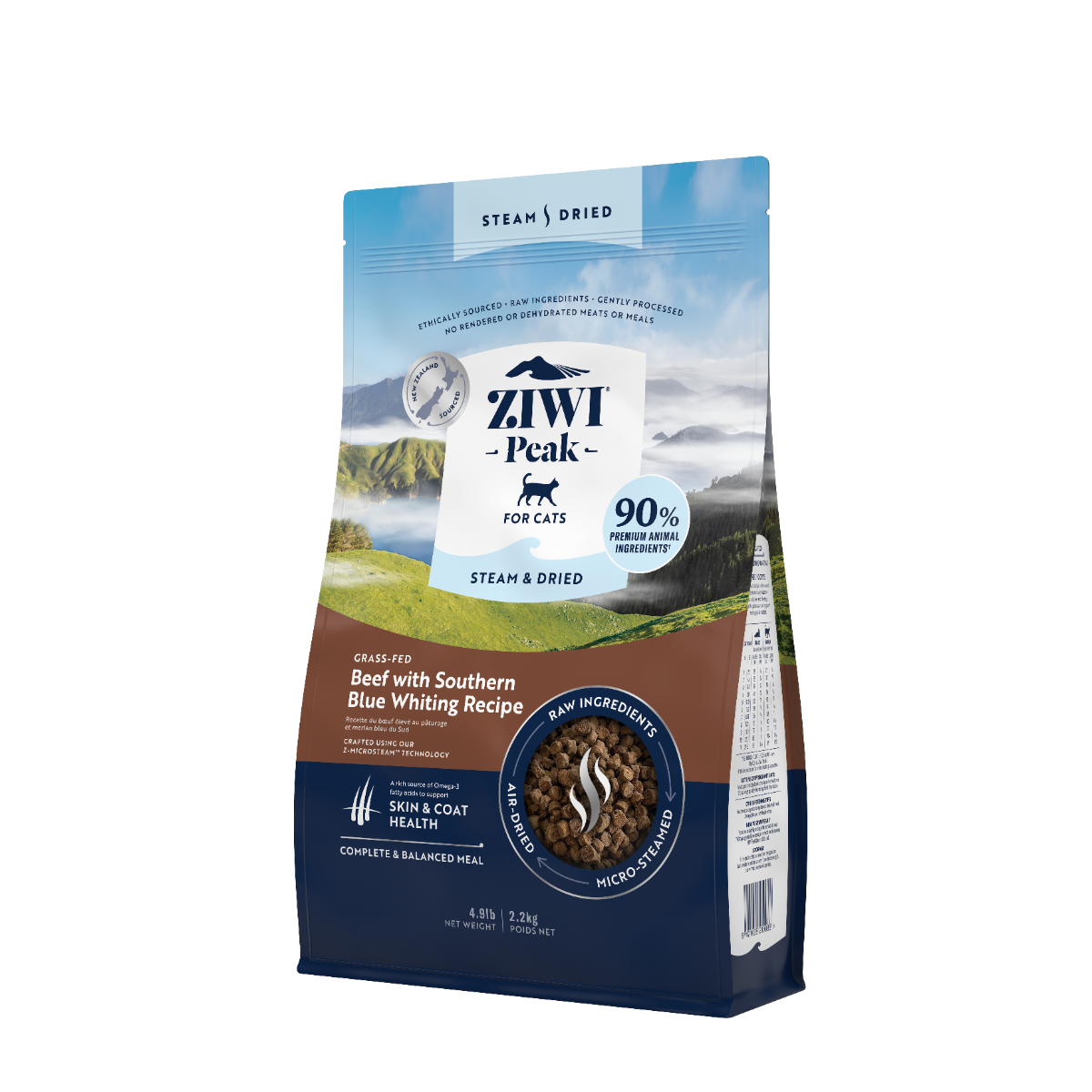 ZiwiPeak Steam & Dried Cat Grass-fed Beef with Southern Blue Whiting 2.2kg