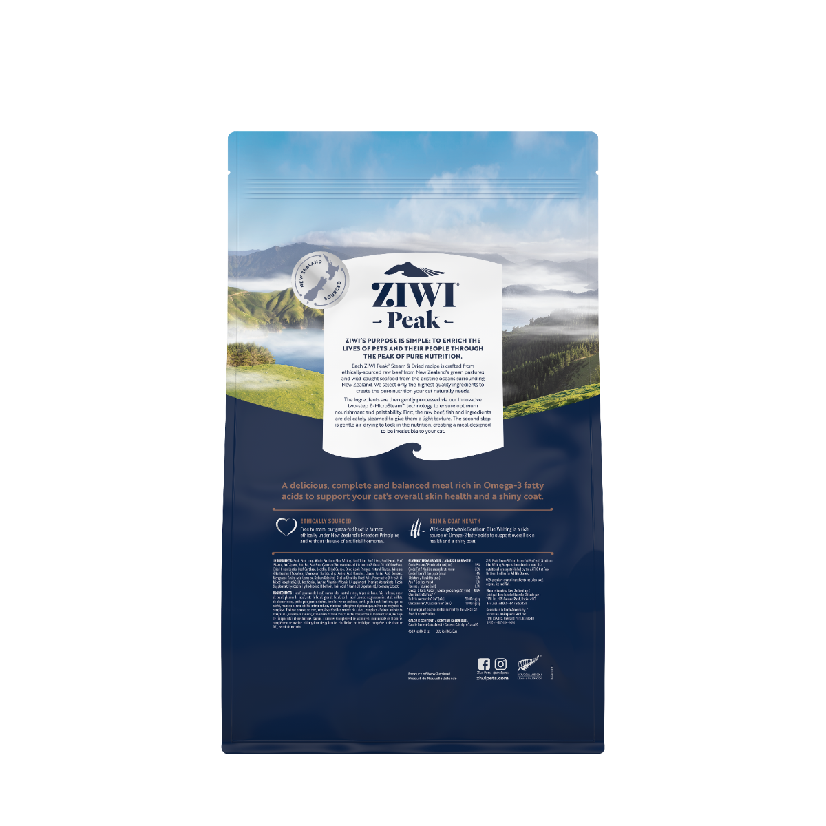 ZiwiPeak Steam & Dried Cat Grass-fed Beef with Southern Blue Whiting 2.2kg