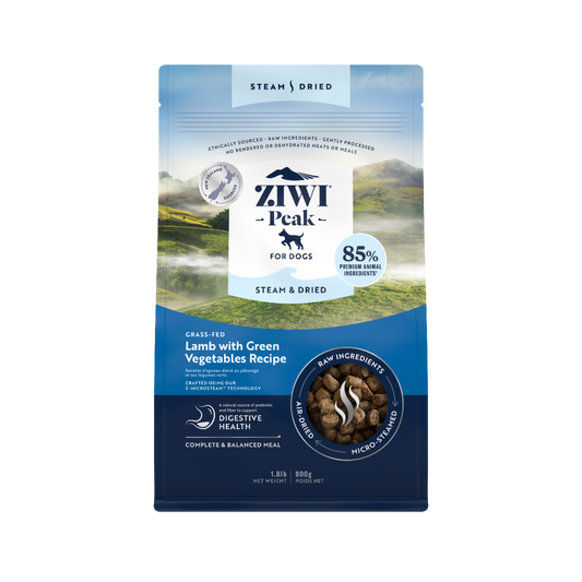 ZiwiPeak Steam & Dried Dog Grass-fed Lamb with Green Vegetables 800g