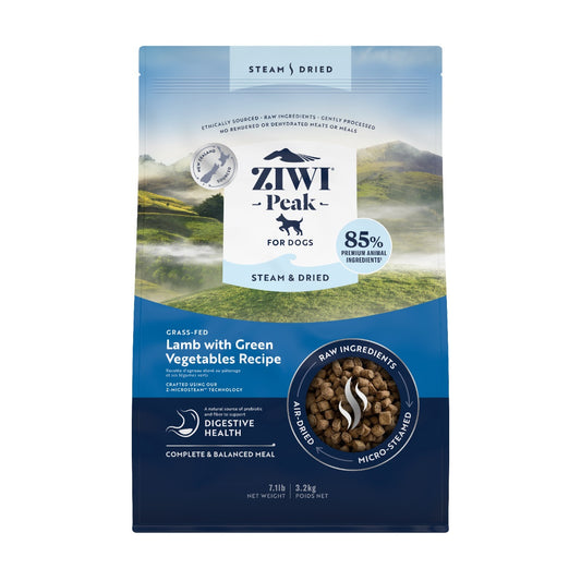 ZiwiPeak Steam & Dried Dog Grass-fed Lamb with Green Vegetables 3.2kg