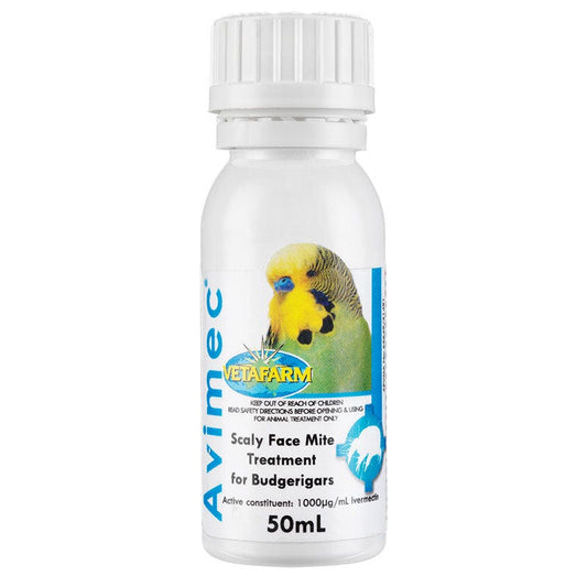 Vetafarm Avimec Scaly Face Mite Treatment For Budgerigars 50Ml