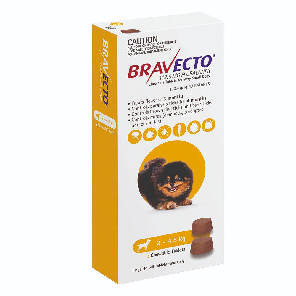 Bravecto Chew 2-4.5Kg Dog 3 Month Pack