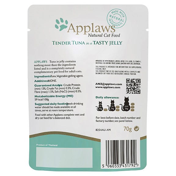 Applaws Natural Tuna Wholemeat In Jelly Pouch Wet Cat Food 70G