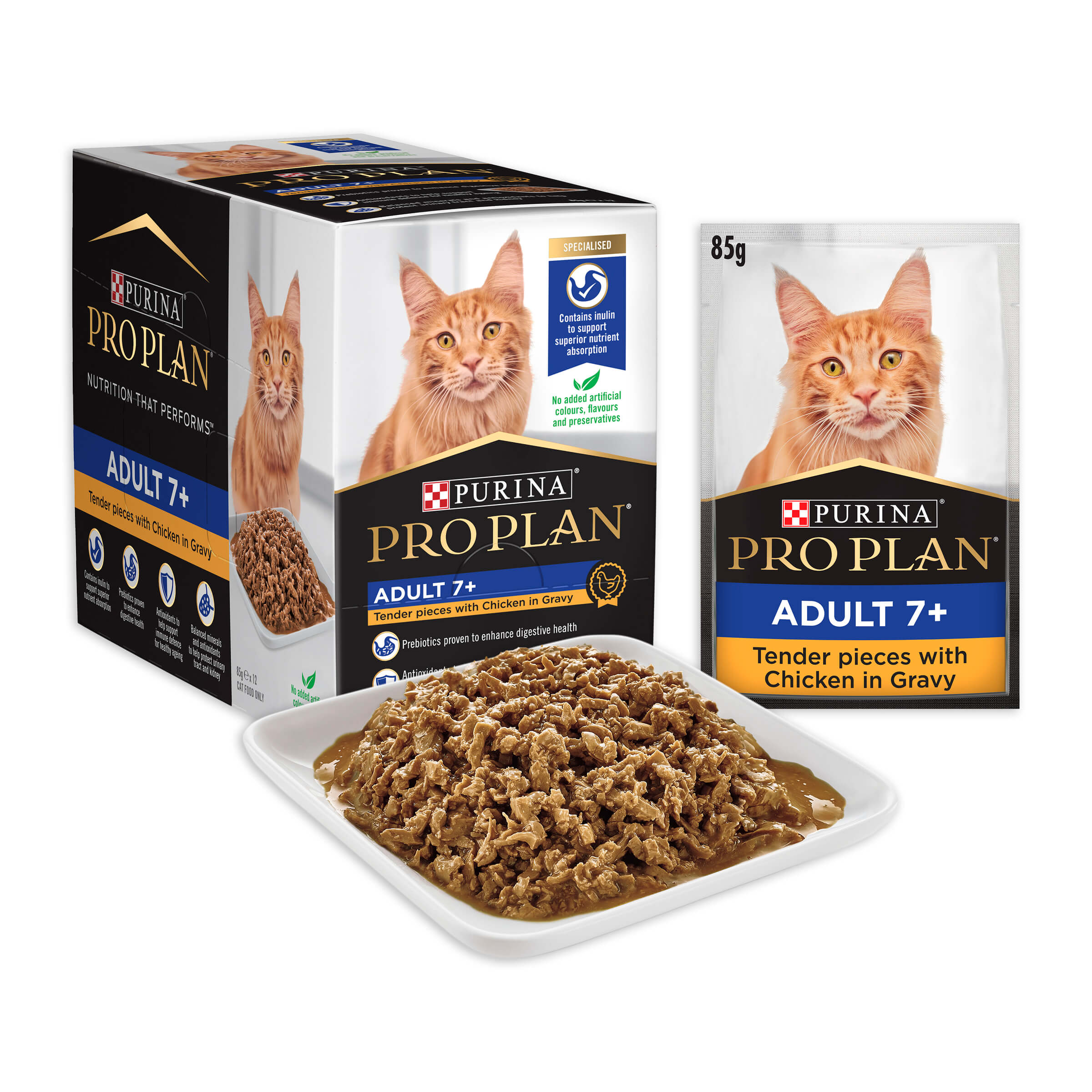 Pro Plan 7 Senior Chicken Gravy Pouch Wet Cat Food 85G Best Friends Pets