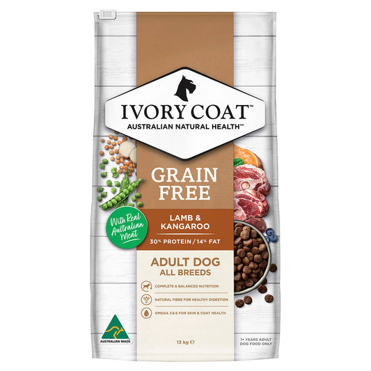 Ivory Coat Grain Free Adult Dry Dog Food Lamb & Kangaroo 13Kg