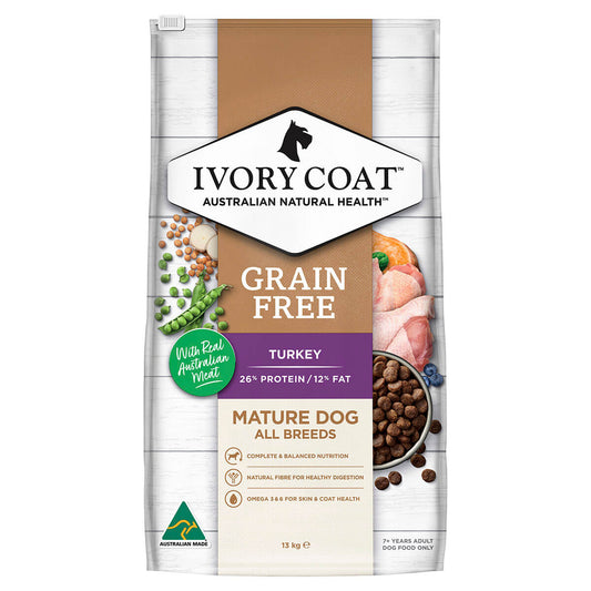 Ivory Coat Grain Free Senior Dry Dog Food Turkey 13Kg