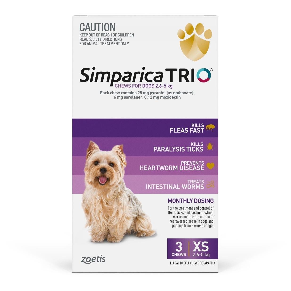 Simparica Trio 2.6-5kg (Purple) 3pk